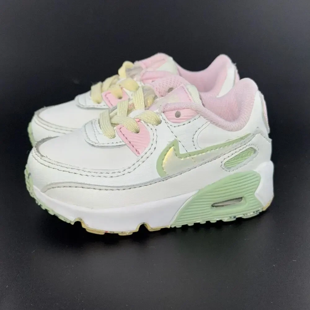 Nike Air Max 90 LTR Leather SE 'White Pink Green - Picture 2 of 5